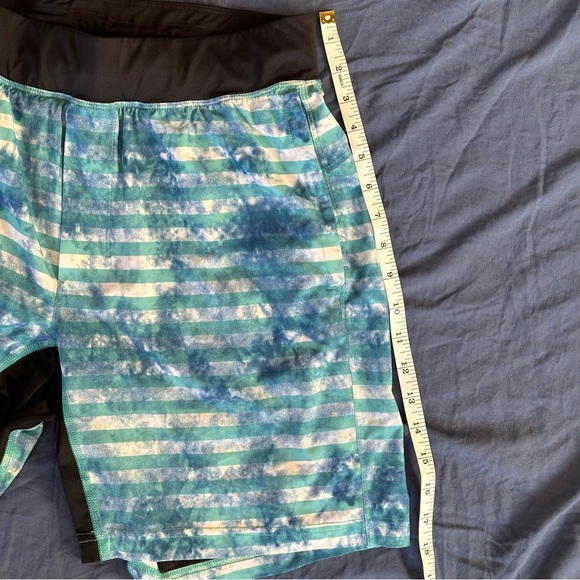 Lululemon T.H.E Shorts liner El Current Tidal Stripe Teal Size L Mens - Picture 11 of 12